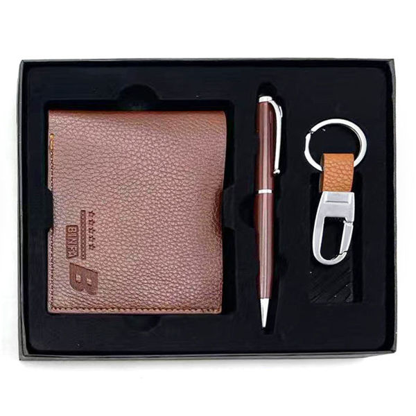 Imagen de Billetera de caballero, llavero y lapicera, en caja