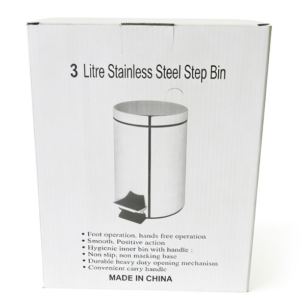 Imagen de Papelera de metal 3L con pedal, en caja