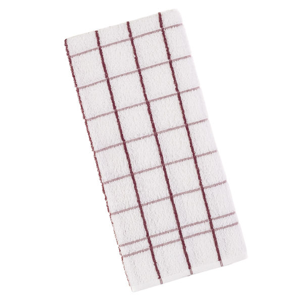 Imagen de Repasador 100% algodón, 45x70cm, 320g, diseño cuadrillé, blanco con bordó, Berlina by Teka