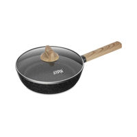 Imagen de Sartén wok antiadherente 24cm con tapa de vidrio, compatible con todo tipo de hornalla, en caja, WINNING STAR