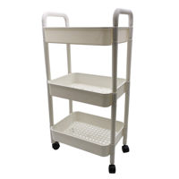 Imagen de Organizador de plástico, 3 estantes canastos, con ruedas