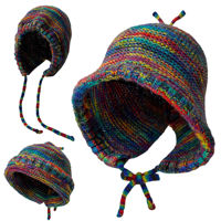 Imagen de Gorro de adulto tejido, cubre orejas con lazo