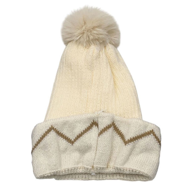 Imagen de Gorro de adulto tejido, forrado con pompón, varios colores
