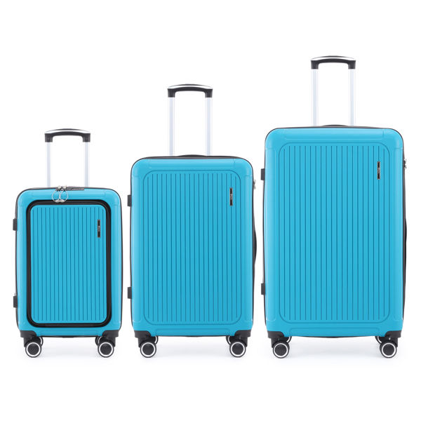 Imagen de Valijas Berlina x3 VERDE, rígidas, ruedas omnidireccionales 360, manija telescópica, tranca numérica, correa para ajustar ropa, bolsillo interior con cierre, valija chica con bolsillo exterior para laptop