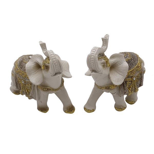 Imagen de Adorno de resina elefante, blanco, en caja