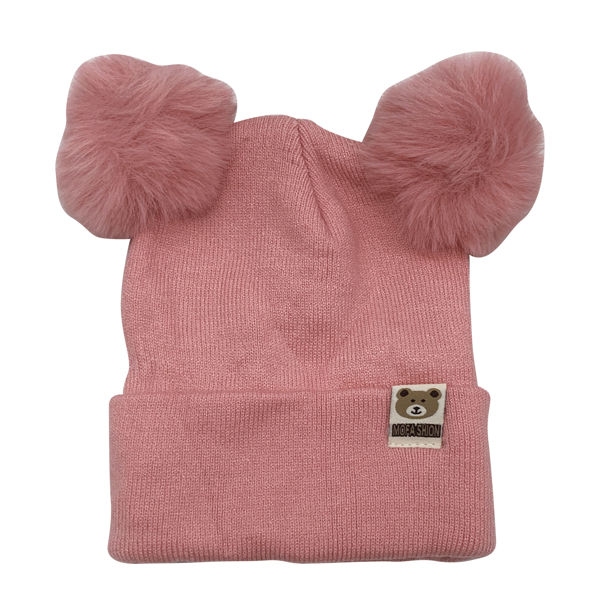 Imagen de Gorro infantil, de poliéster, con pompones, varios colores