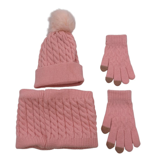 Imagen de Gorro infantil, forrado con bufanda y guantes, 2 colores