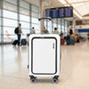 Imagen de Valija Berlina chica BLANCO, rígida, carry on, con bolsillo exterior para laptop, ruedas omnidireccionales 360, manija telescópica, tranca numérica, correa para ajustar ropa, bolsillo interior con cierre