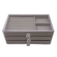 Imagen de Alhajero de acrílico, 3 cajones con divisiones de fieltro, varios colores