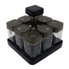 Imagen de Especiero de vidrio x8, con soporte, en caja