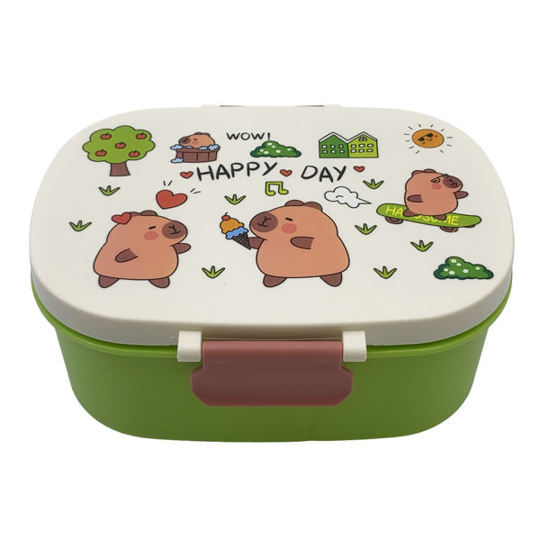 Imagen de Vianda recipiente de plástico, con cuchara, varios diseños de carpincho