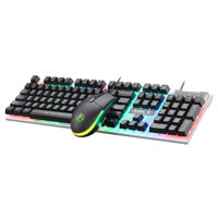 Imagen de Teclado y mouse con cable, retroiluminado, varios colores, AN-350 IMICE, en caja