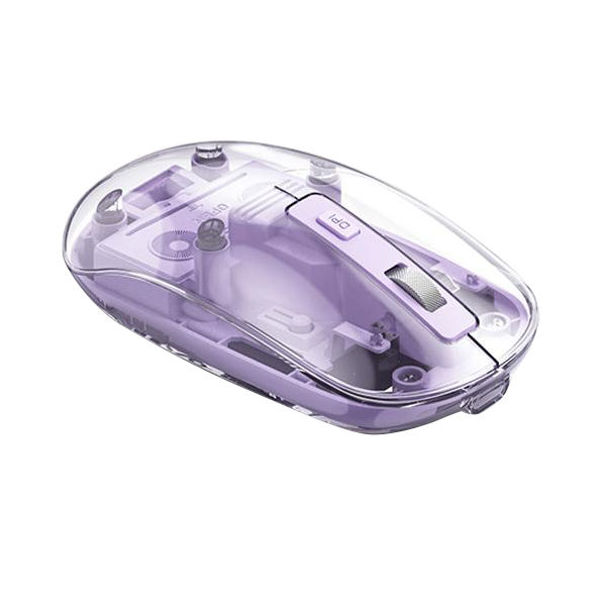 Imagen de Mouse óptico inalámbrico recargable transparente, varios colores, T400 IMICE, en caja