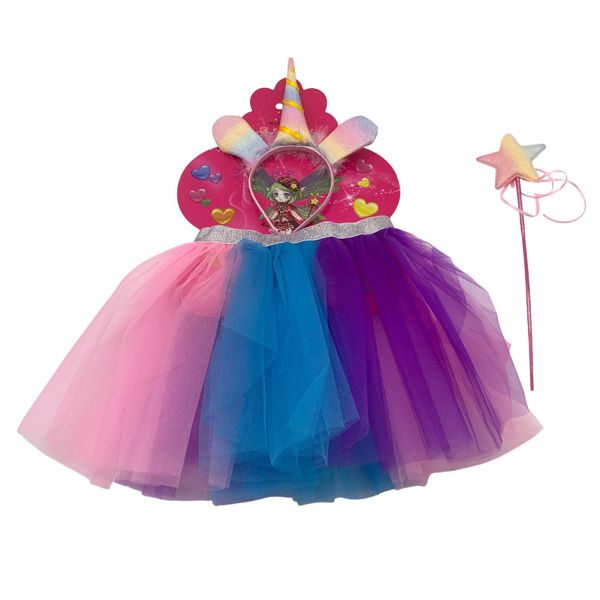 Imagen de Disfraz pollera con vincha unicornio y varita, en bolsa