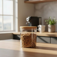 Imagen de Frasco de vidrio con tapa de bambú 900ml, en caja