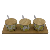 Imagen de Especiero de fibra de bambú x3, con bandeja y cuchara, con diseños