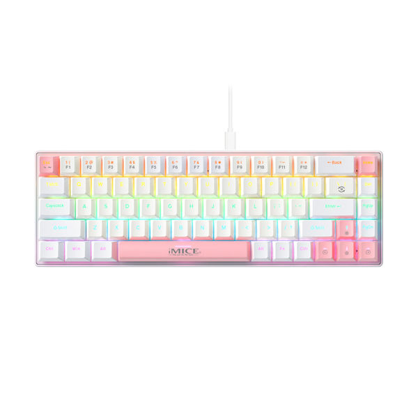 Imagen de Teclado con cable, sin teclado numérico, retroiluminado, varios colores, GK-690, IMICE, en caja