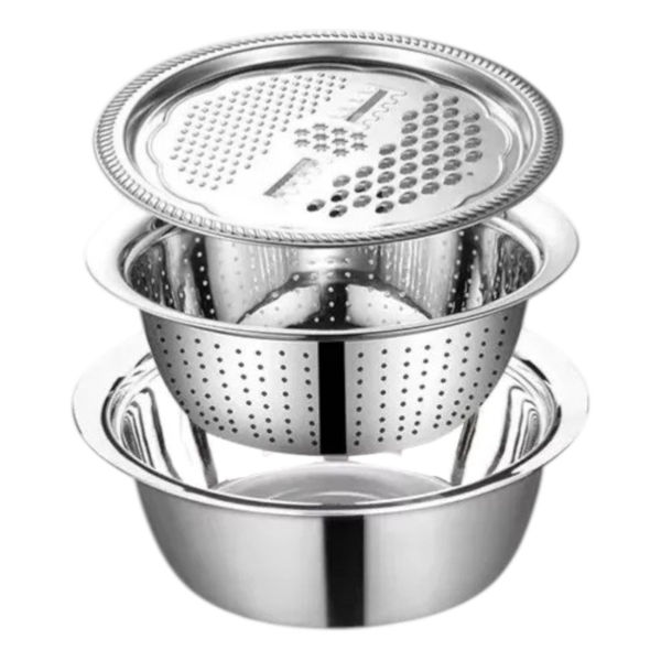 Imagen de Bowl colador y rallador de acero inoxidable, en caja