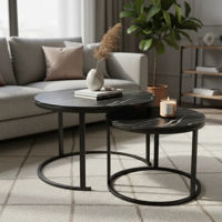 Imagen de Mesa nido redonda x2, de MDF y acero, en caja, varios colores