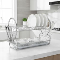 Imagen de Escurridor de platos, de metal, 2 pisos, 2 modelos, acero inoxidable, en caja