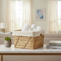 Imagen de Caja organizadora rectangular con asas, grande, de fibras naturales, junco de agua
