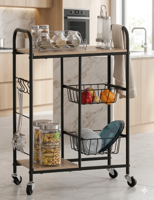 Imagen de Mueble organizador de hierro y MDF, con ruedas 2 canastos 1 estante, en caja Berlina Home