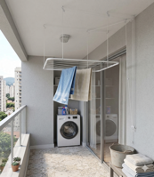 Imagen de Tendedero de ropa colgante de techo, de acero pintado, BLANCO Maxeb