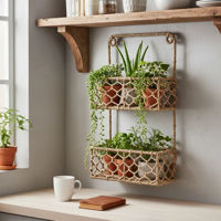 Imagen de Organizador 2 estantes de fibras naturales para colgar, junco de agua