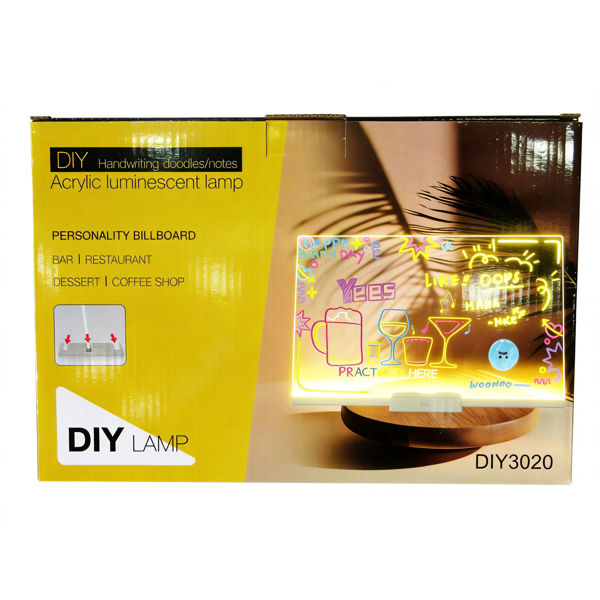 Imagen de Pizarra lámpara led, con marcador, recarga USB, en caja