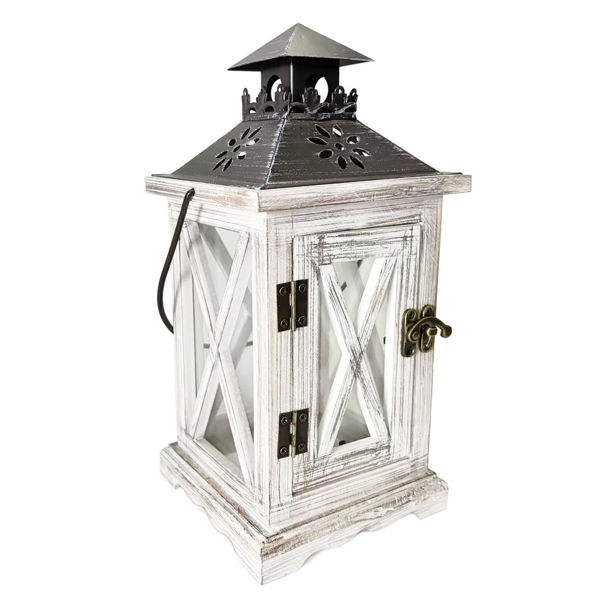 Imagen de Fanal para velas de madera y metal en caja