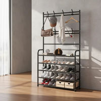 Imagen de Mueble perchero con zapatera de metal, en caja, 2 colores