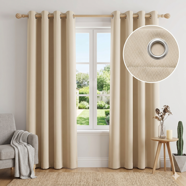 cortinas blackout 100% en tela de alta densidad beige