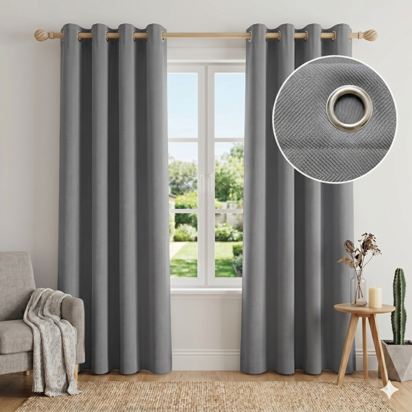 cortinas blackout 100% en tela de alta densidad gris