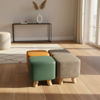 Imagen de Banquito de madera 4 patas, forrado PU varios colores en bolsa