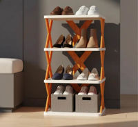 Imagen de Zapatera de plástico, 4 estantes, en caja varios colores