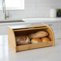 Imagen de Panera de bambú con tapa rebatible, en caja