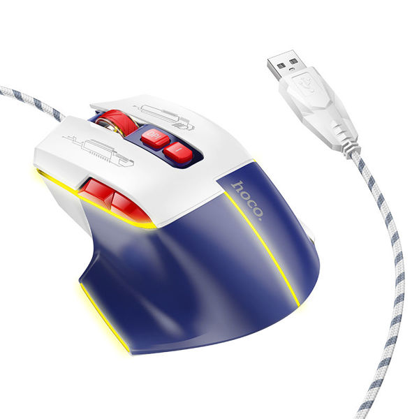 Imagen de Mouse óptico gamer retroiluminado con cable, AZUL, HOCO, en caja