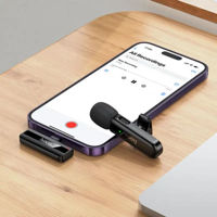 Imagen de Micrófono solapero inalámbrico, para tablet o celular, conexión lightning, HOCO, en caja