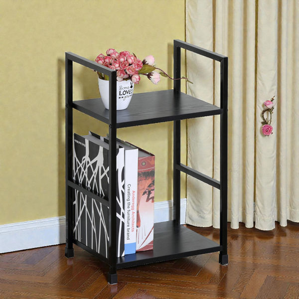 Imagen de Mesa auxiliar o de luz de hierro y MDF 2 estantes, en caja, Berlina Home