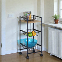 Imagen de Mueble organizador de hierro y MDF, con ruedas 2 canastos 1 estante, en caja, Berlina Home