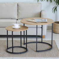 Imagen de Mesa auxiliar de hierro y MDF x2, mesas nido, en caja, Berlina home