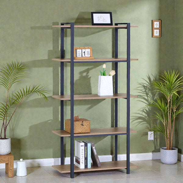 Imagen de Mueble estantería de hierro y MDF, 5 estantes, en caja, Berlina Home