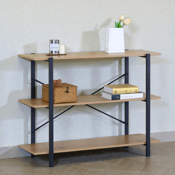 Imagen de Mueble organizador multiuso recibidor de hierro y MDF, con 3 estantes, en caja Berlina Home
