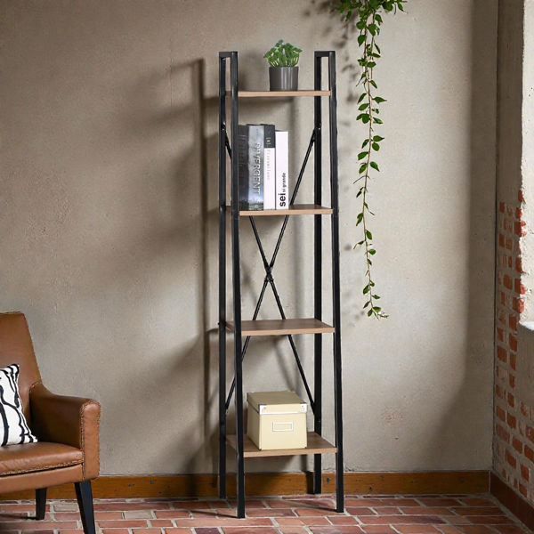 Imagen de Mueble estantería de hierro y MDF, 4 estantes, en caja, Berlina Home