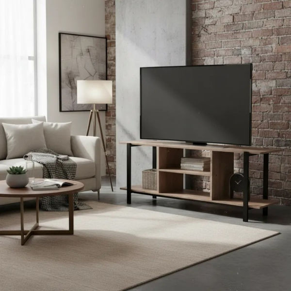 Imagen de Mueble rack de hierro y madera con estantes, en caja Berlina Home