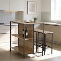 Imagen de Mesa barra desayunador de hierro y MDF con 2 butacas, en caja Berlina Home