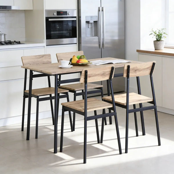 Imagen de Mesa con 4 sillas de hierro y madera, en caja Berlina Home