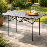 Imagen de Mesa enrollable rectangular de aluminio pintado plegable, portátil, en bolsa varios colores
