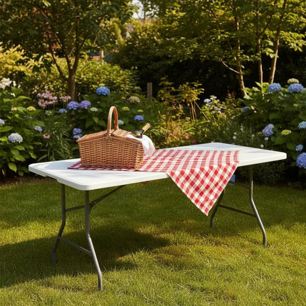 Imagen de Mesa Berlina Home, patas plegables, de PVC y hierro