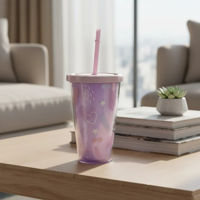 Imagen de Vaso con sorbito, de acrílico 450ml, varios diseños en caja